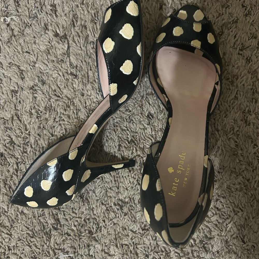 Kate Spade Black and Cream Polka Dot Heels